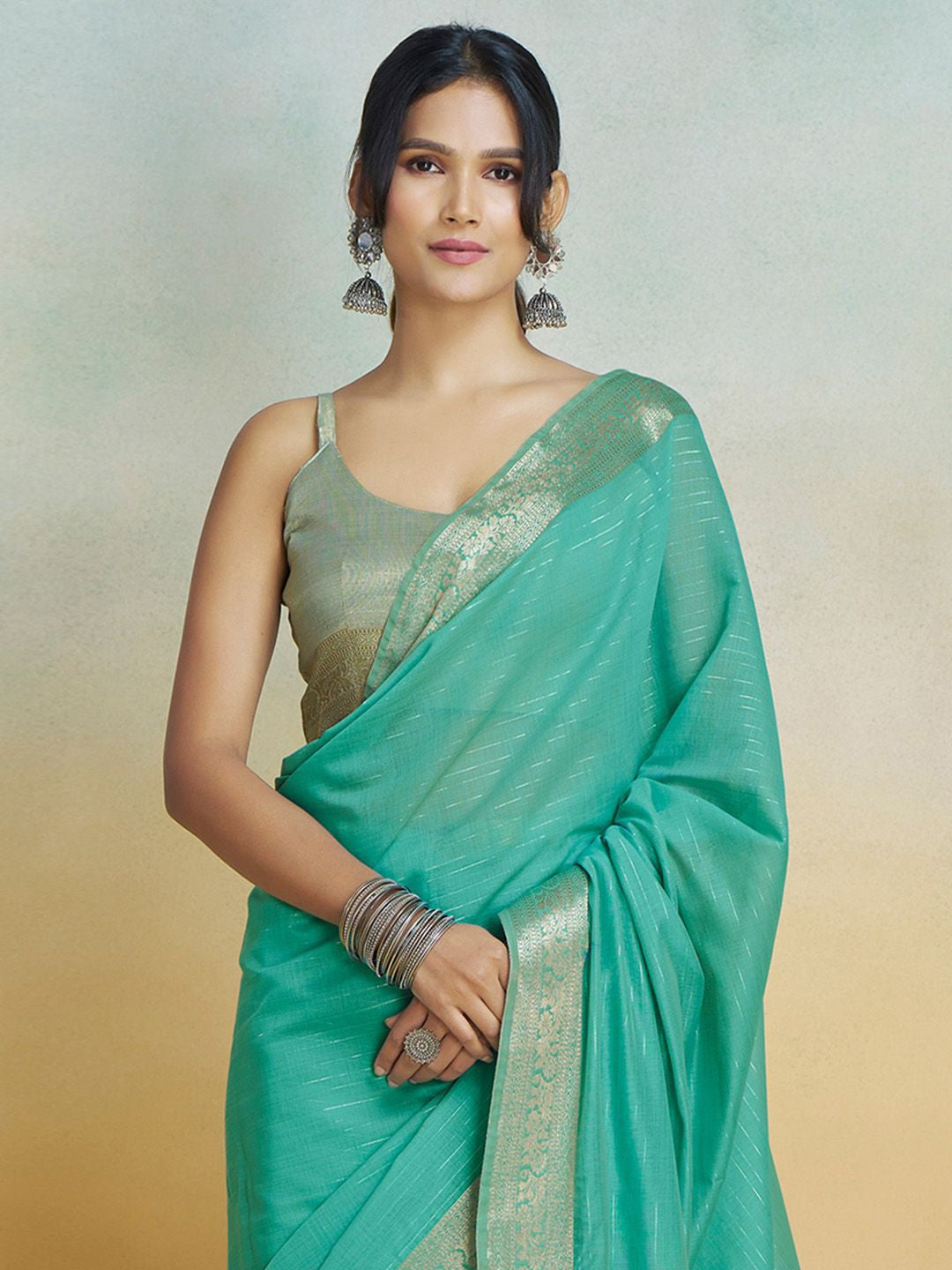 Exquisite Firozy Silk Saree
