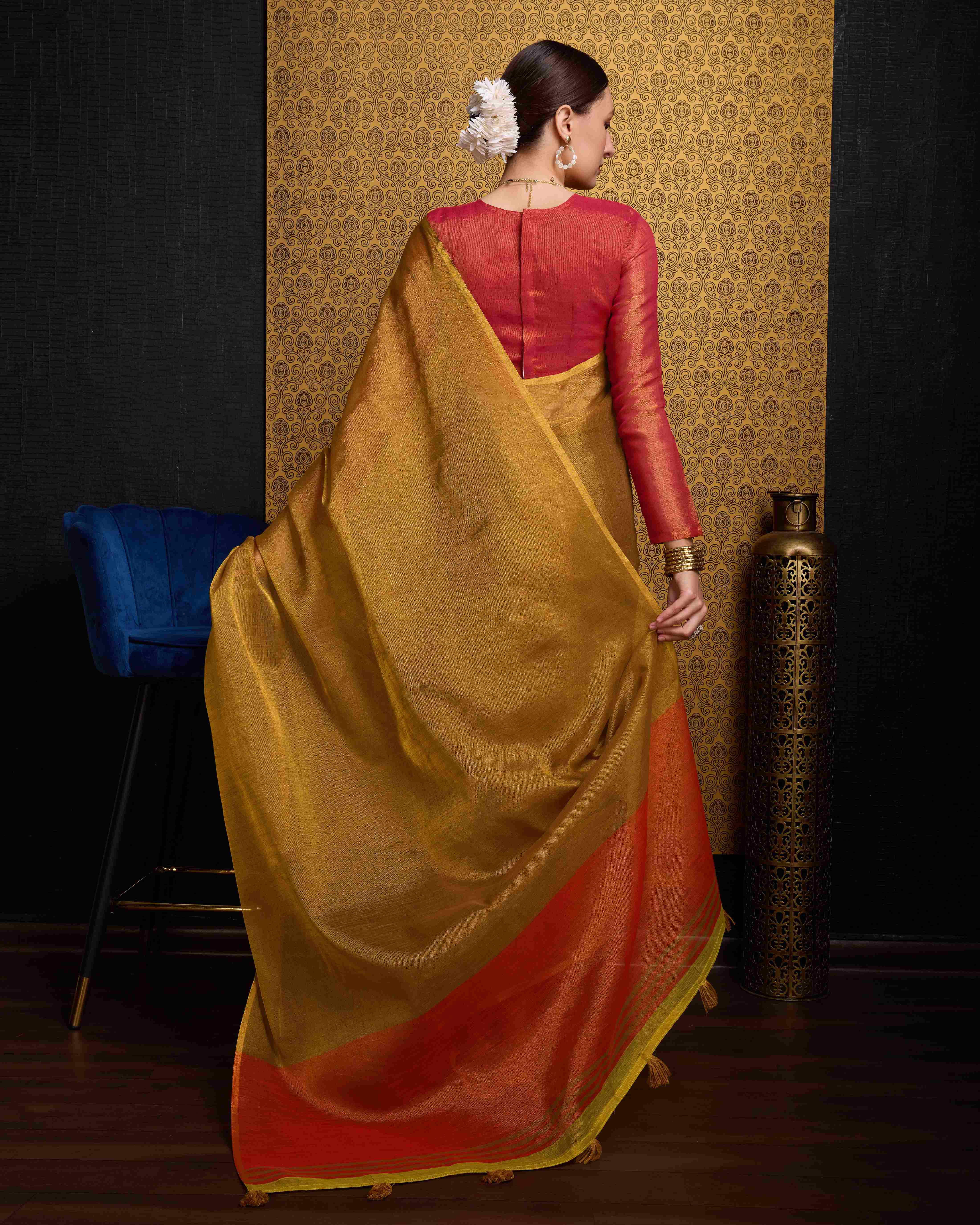 Rich Gold Linen Saree