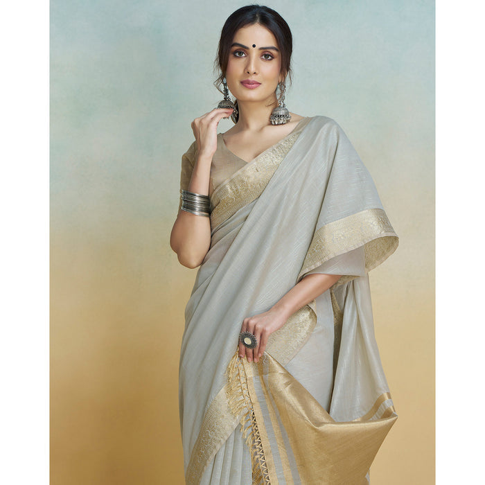Chic Grey Silk Saree