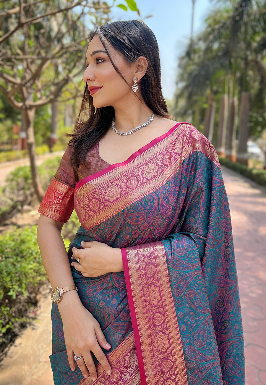 Moonlit Blue soft Kashmiri silk