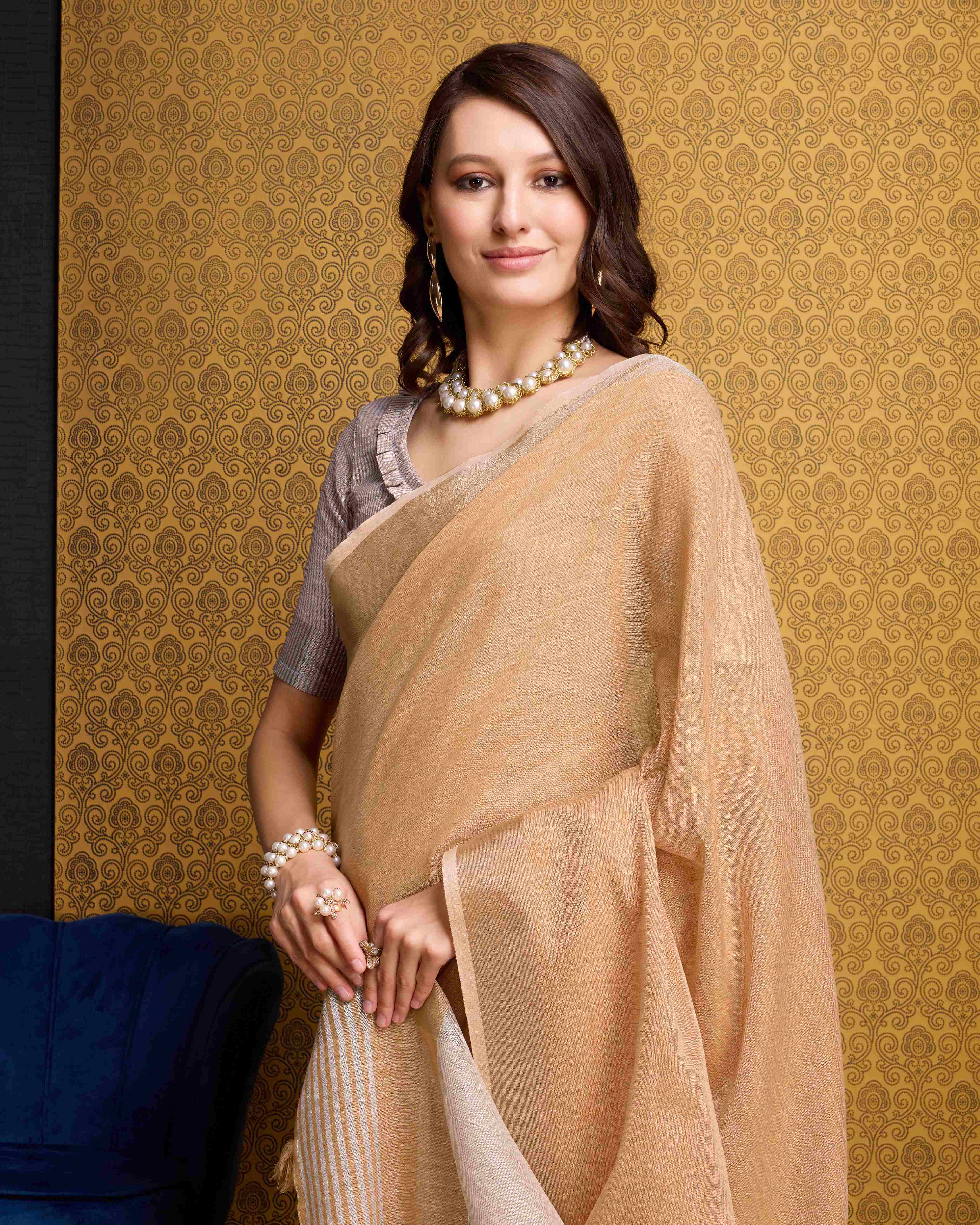 Gentle Light Linen Saree