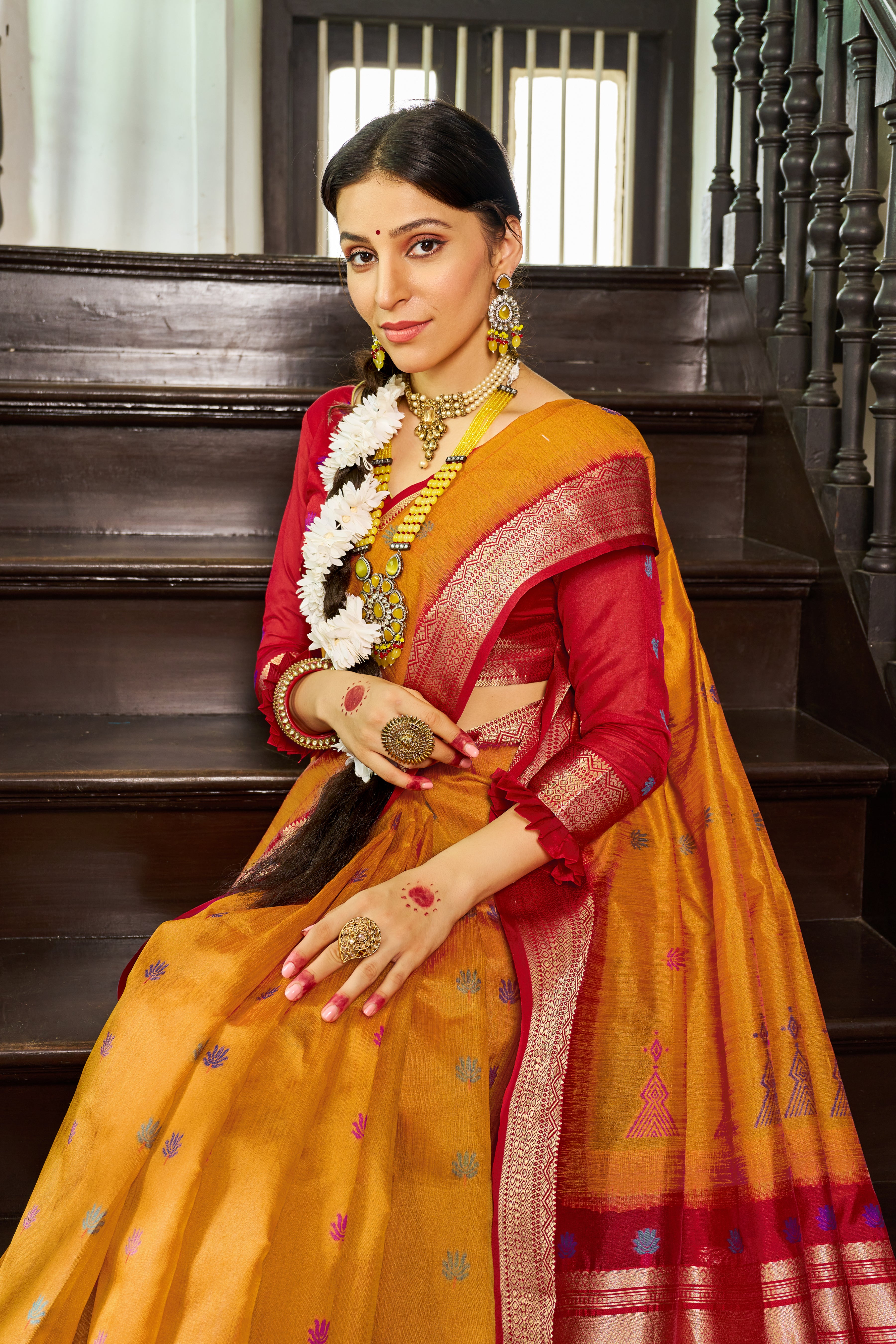 Elegant Mustard Raw Silk Saree