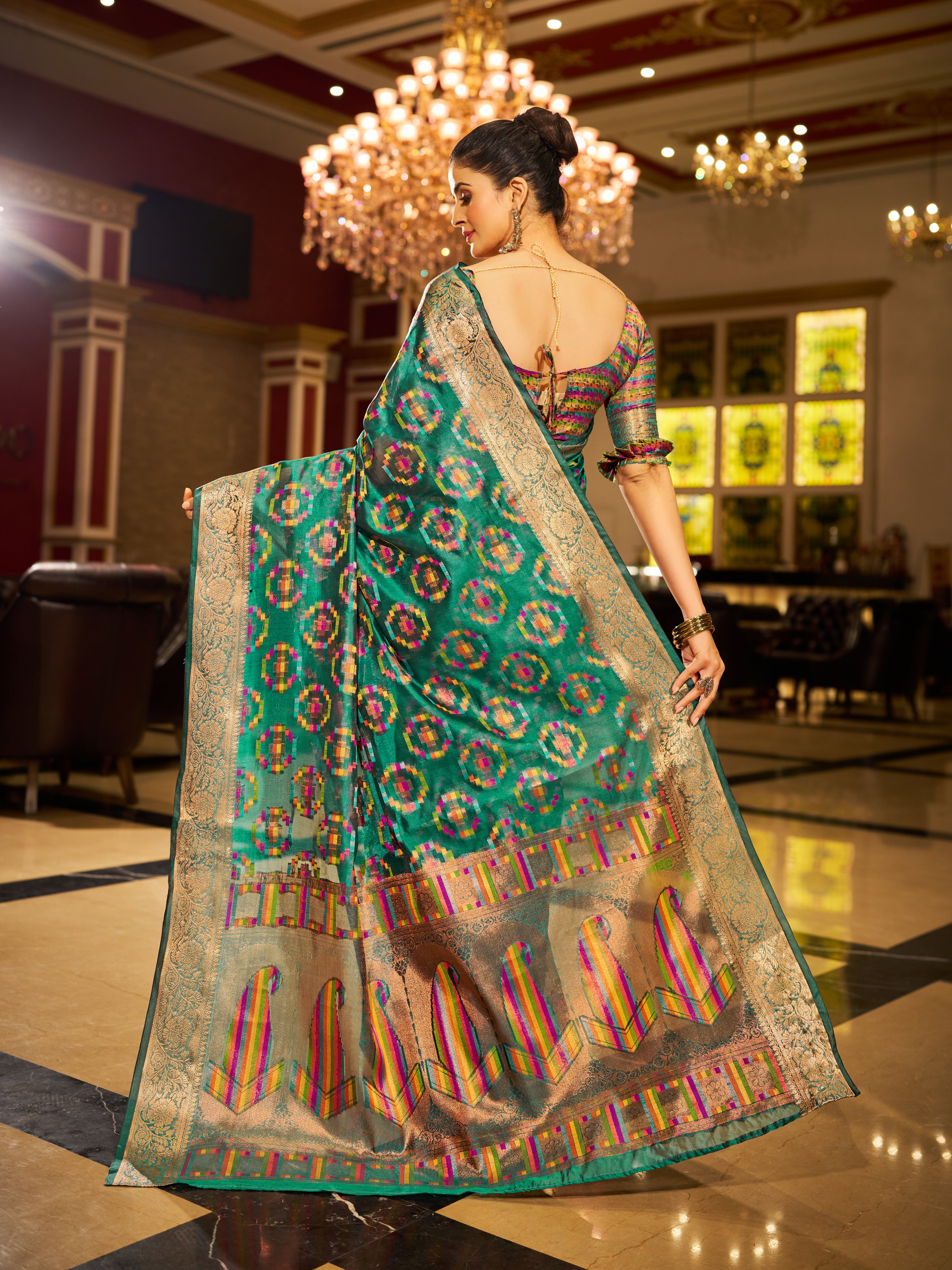 Refreshing Firozy Blue Organza Saree