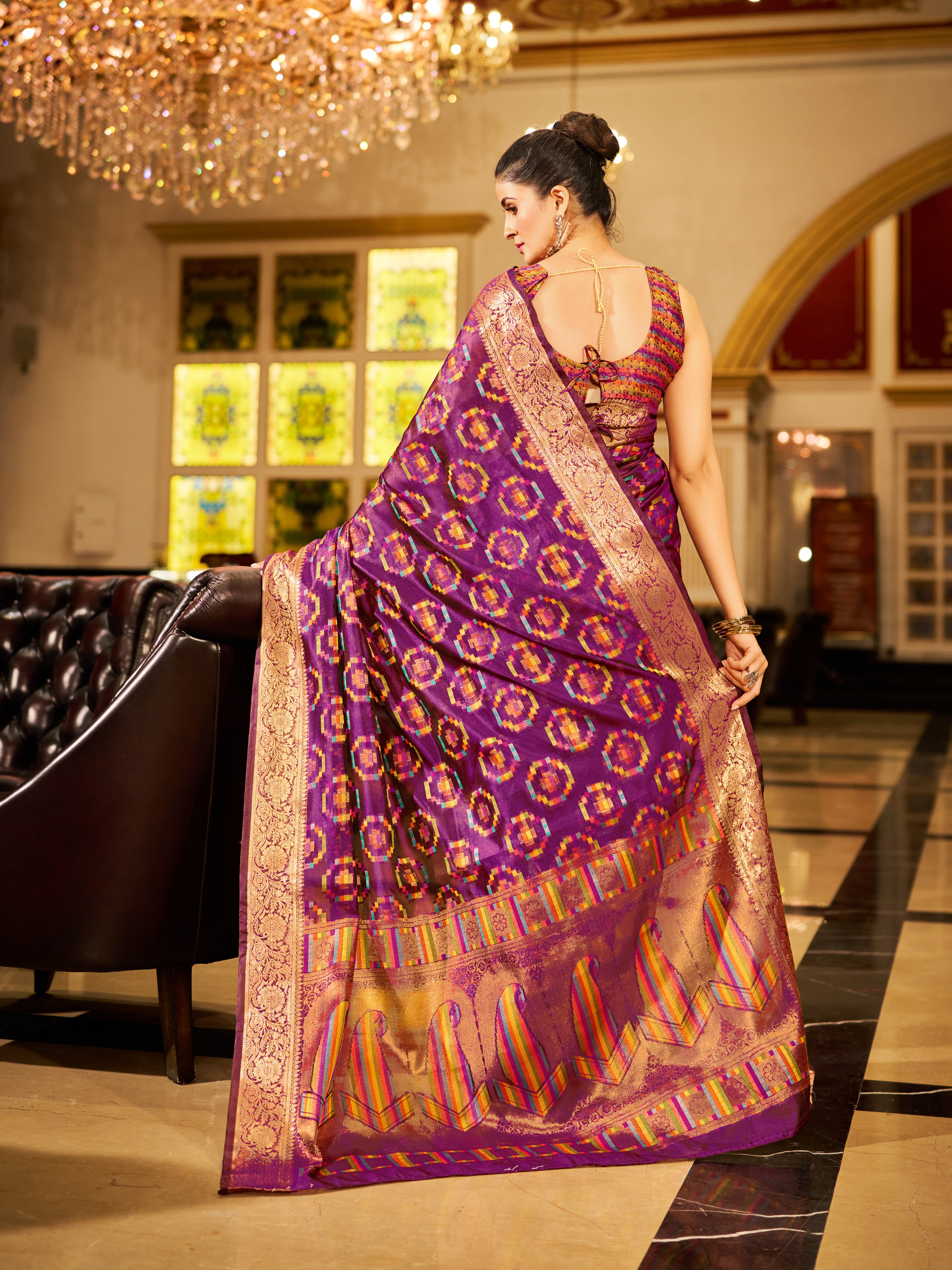 Lavender Purple Organza Saree