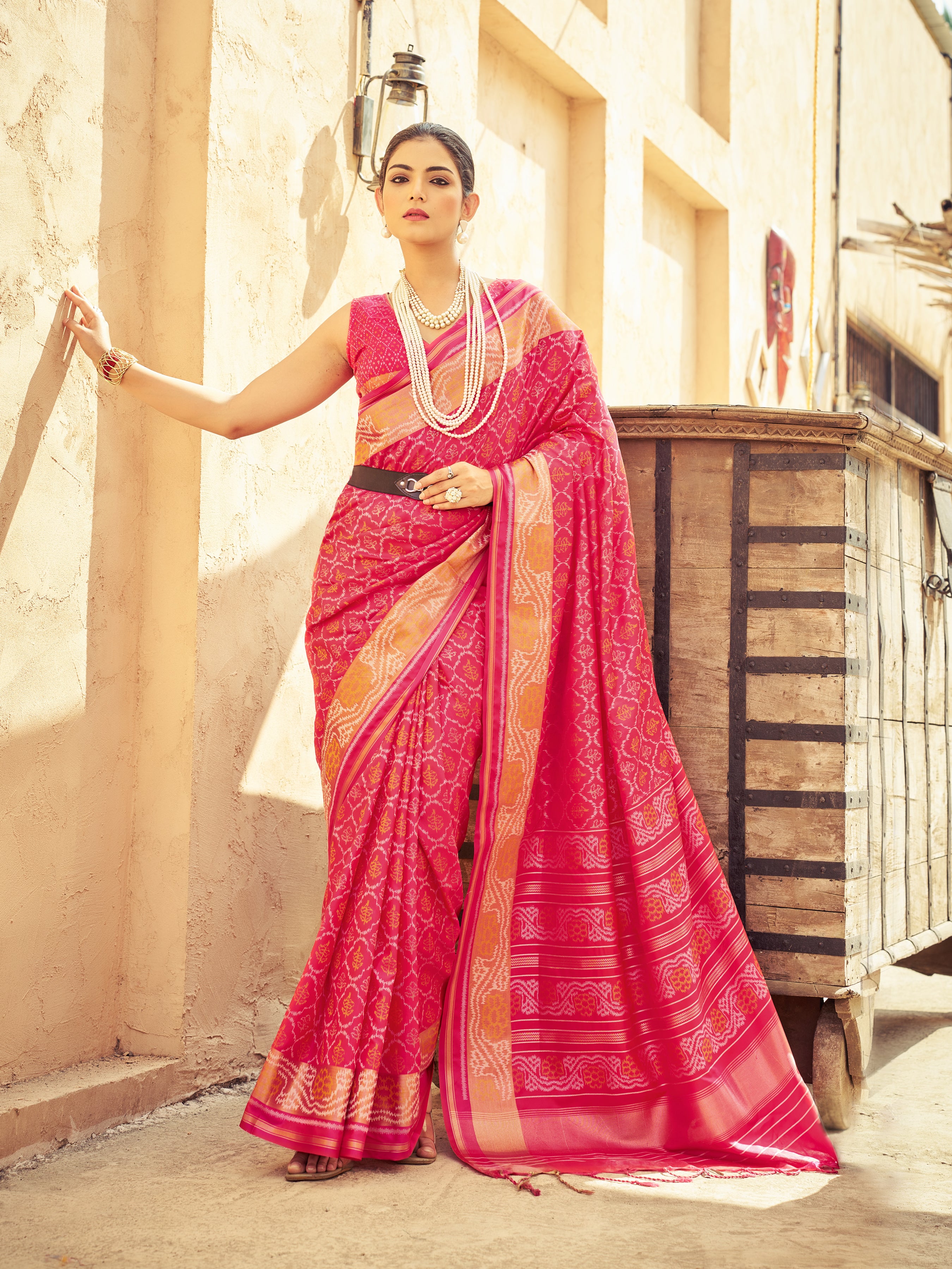 Gajari Pink Soft Silk Saree