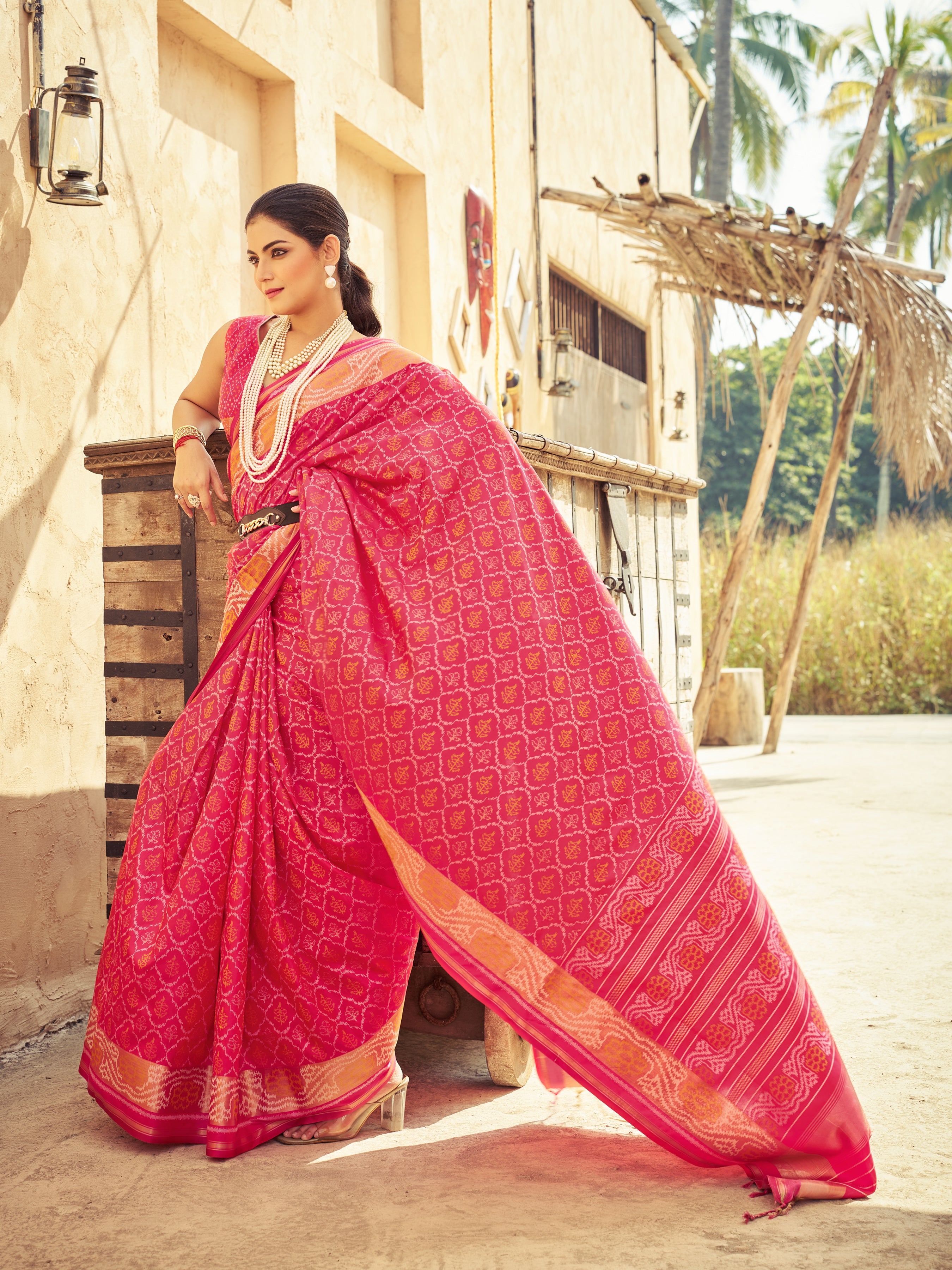 Gajari Pink Soft Silk Saree