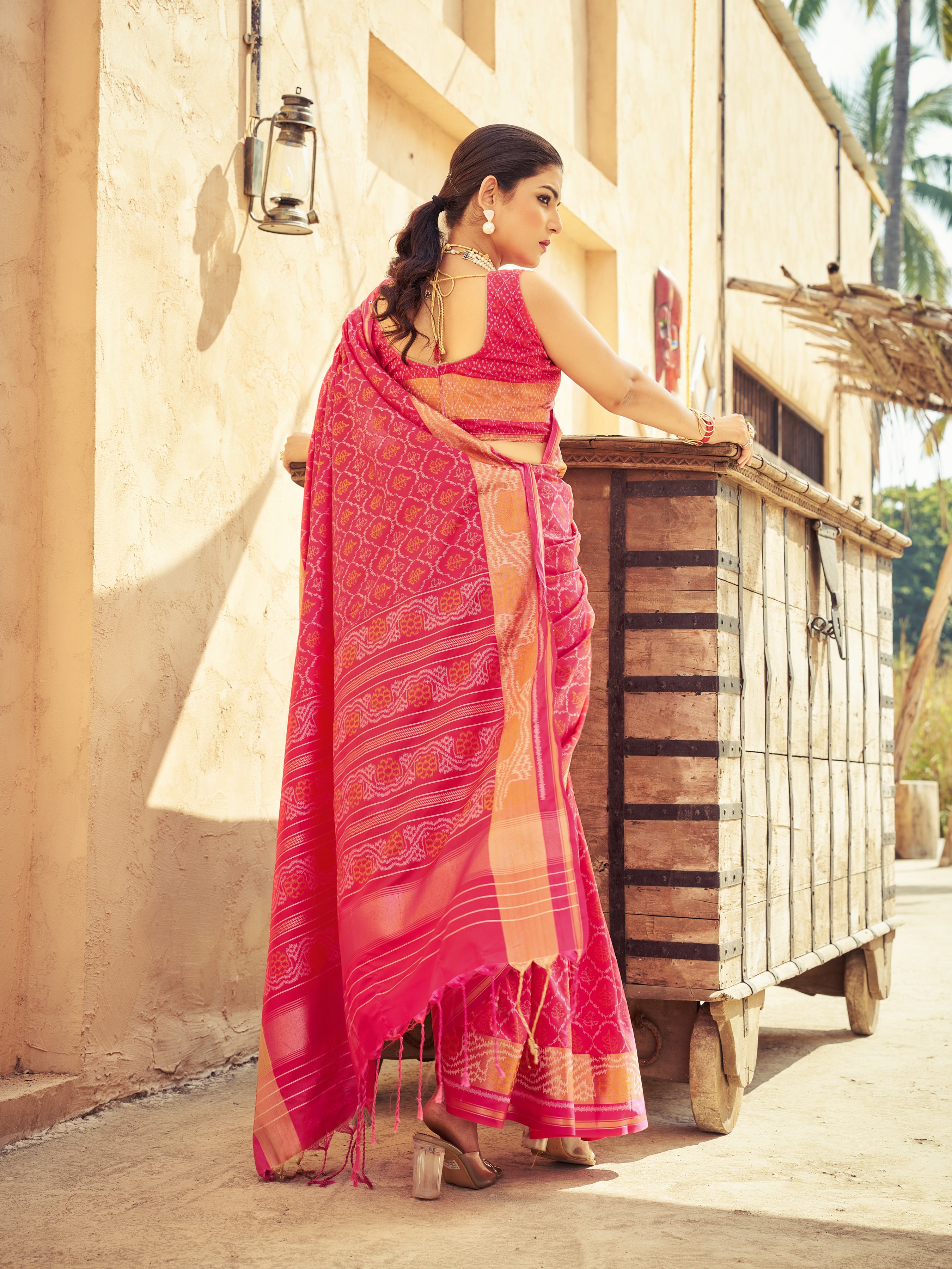 Gajari Pink Soft Silk Saree