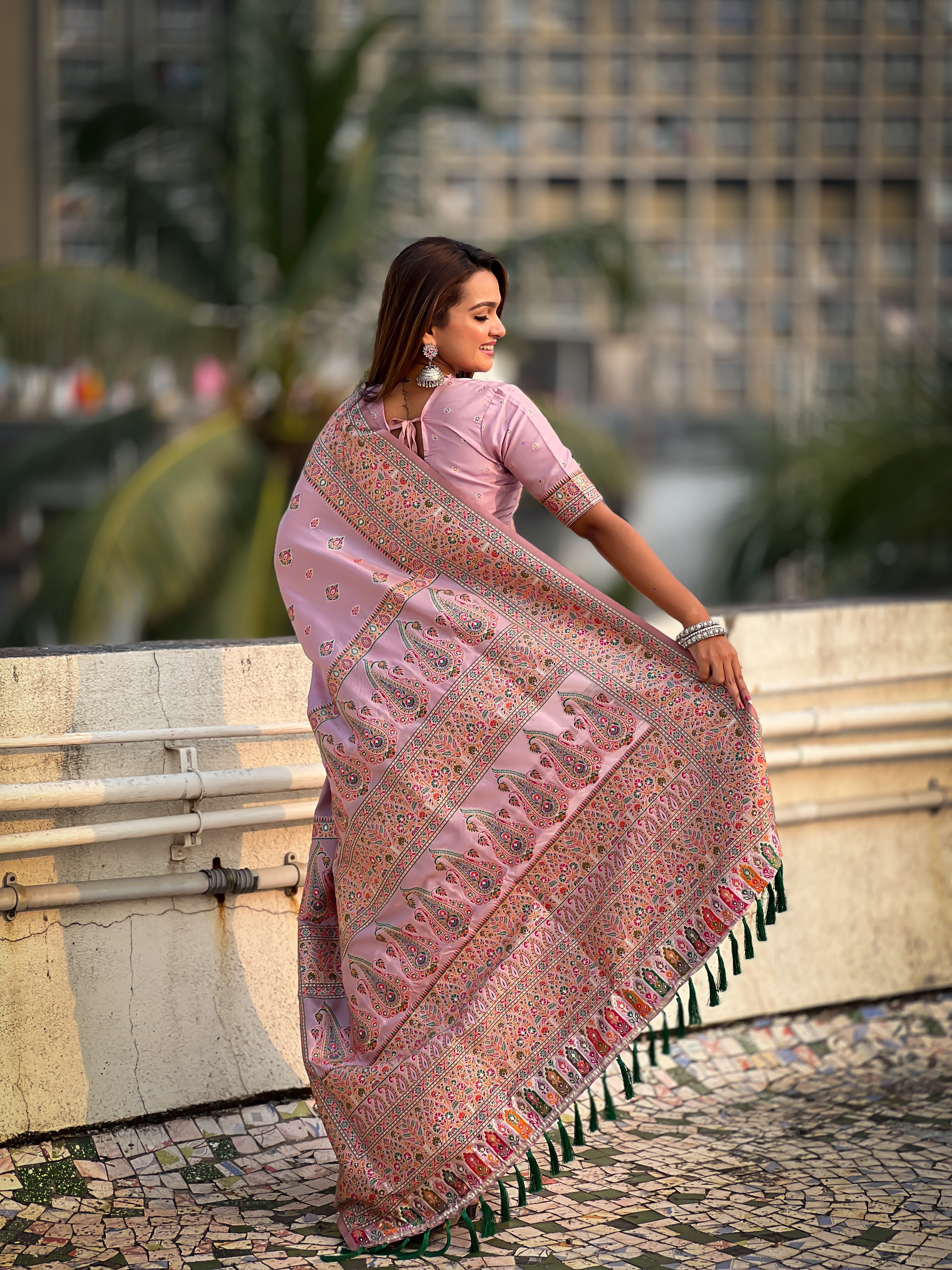 Lavender Mist Pashmina Kashmiri Sarees