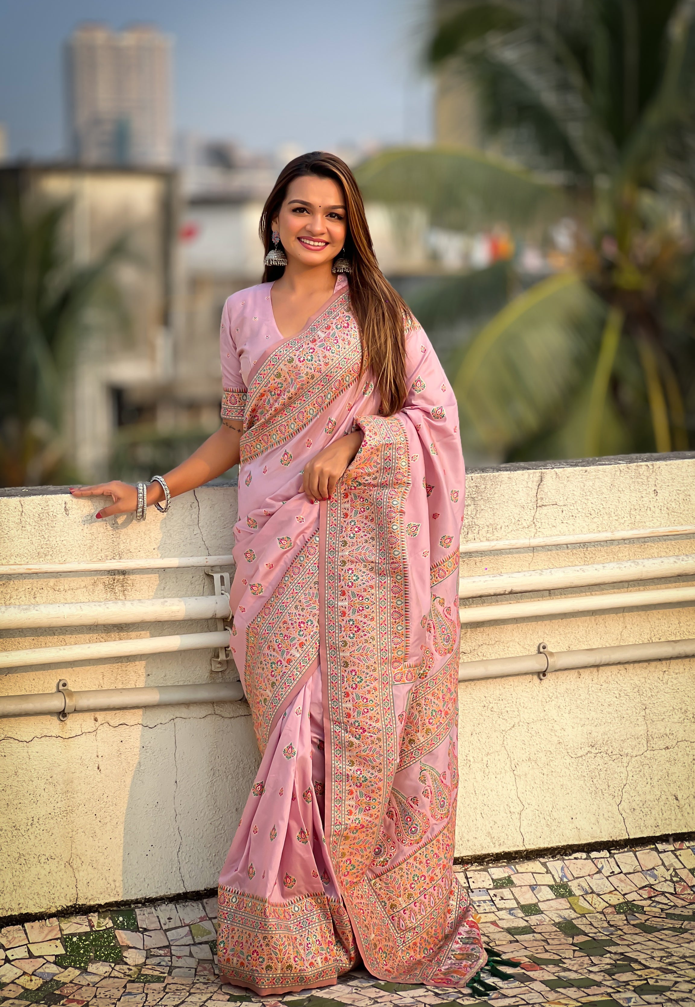 Lavender Mist Pashmina Kashmiri Sarees