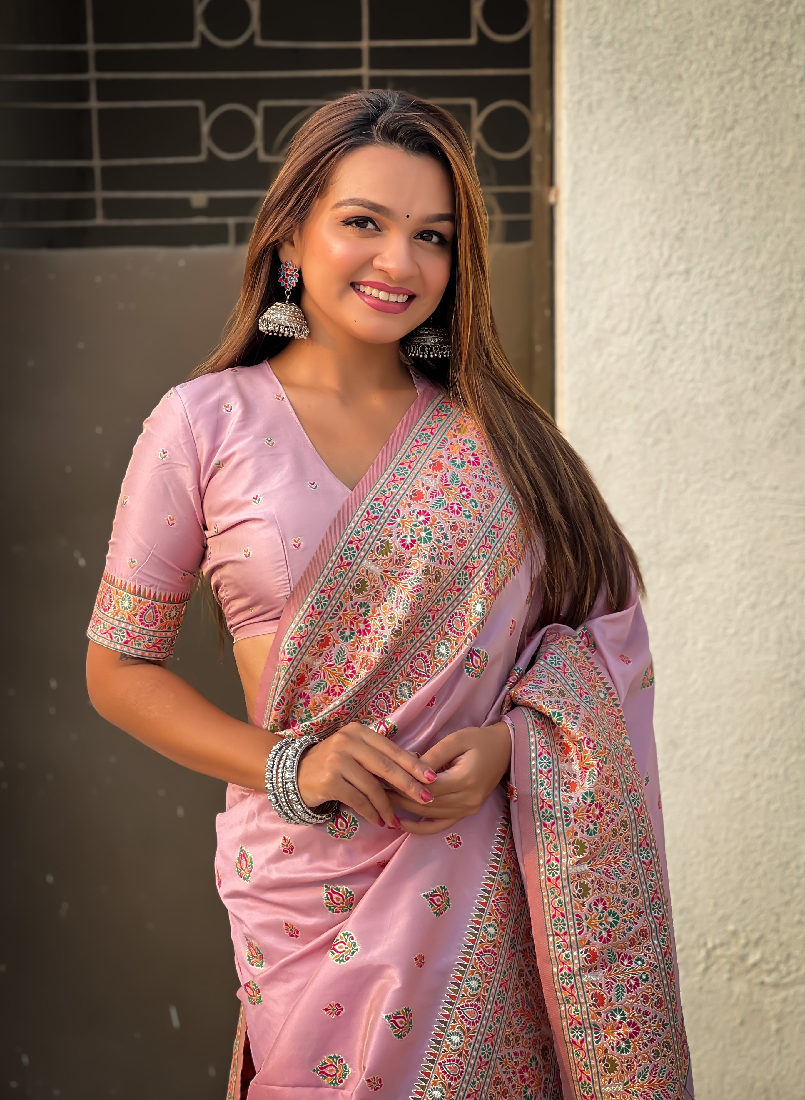 Lavender Mist Pashmina Kashmiri Sarees