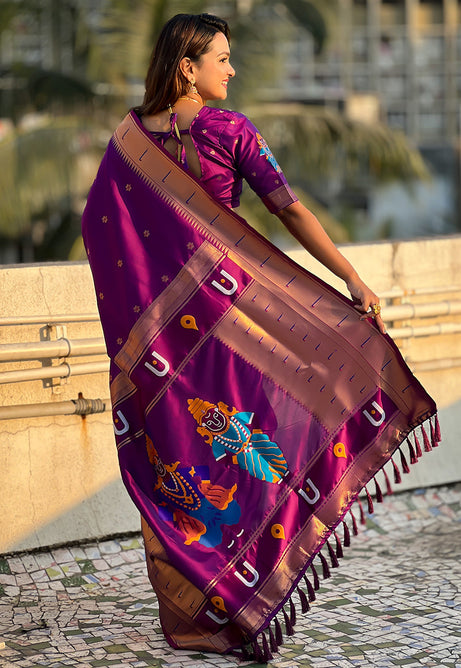 Royal Violet Silk Saree