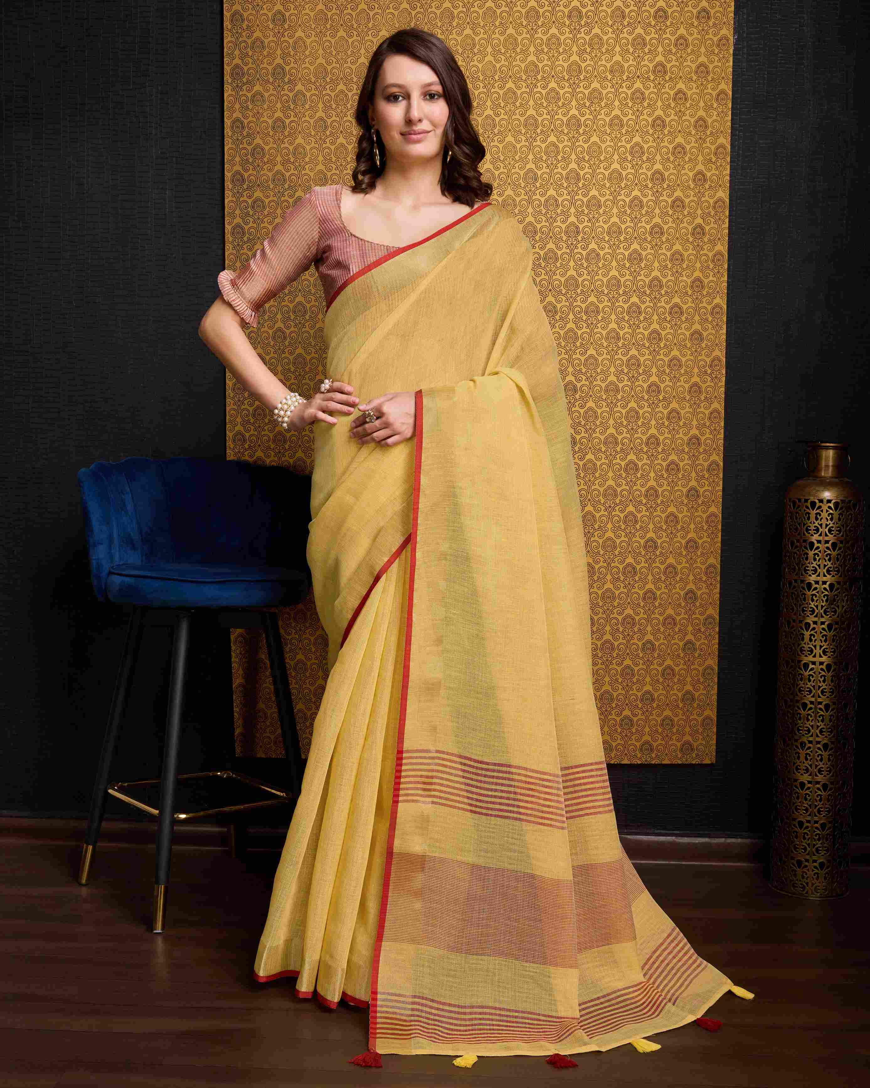 Sunshine Yellow Linen Saree