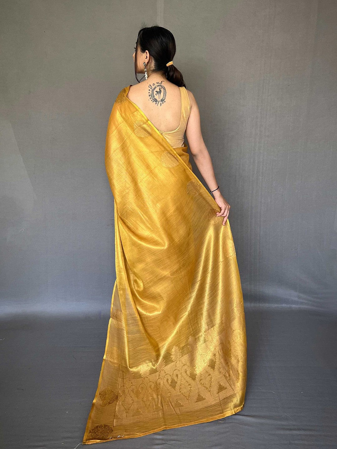 Vibrant Yellow Silk Saree
