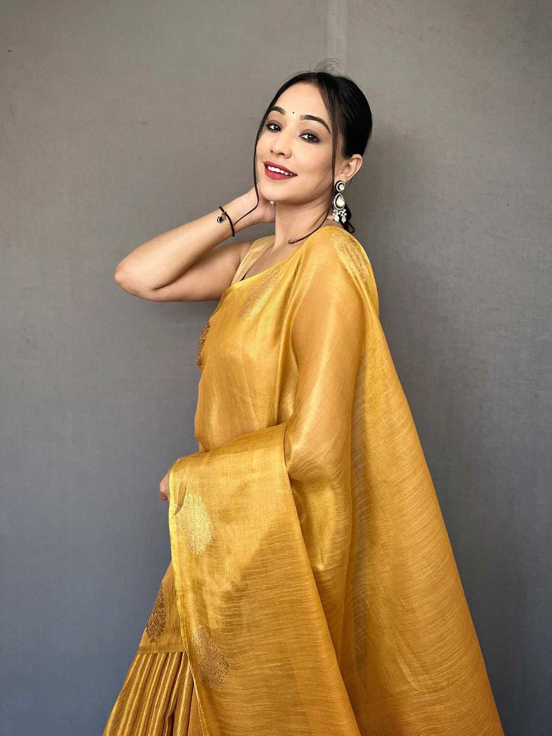 Vibrant Yellow Silk Saree
