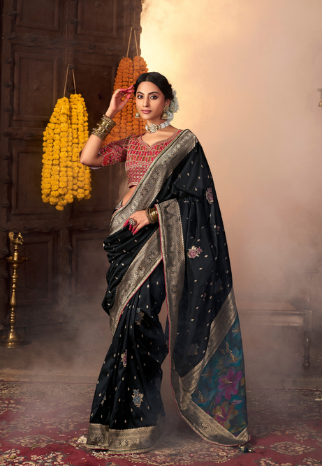 Midnight Charm Pure Silk Weaving saree