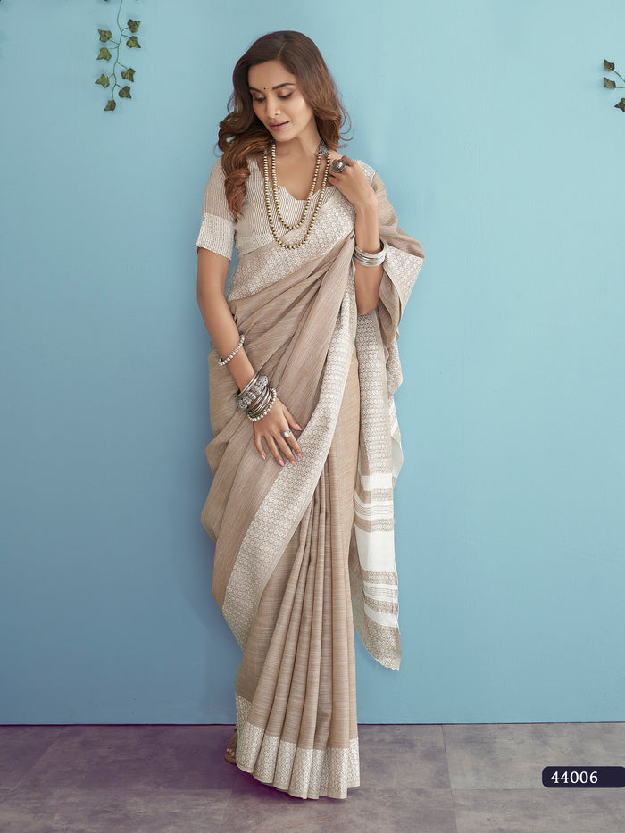 Cocoa Silk Soft Linen silk Saree