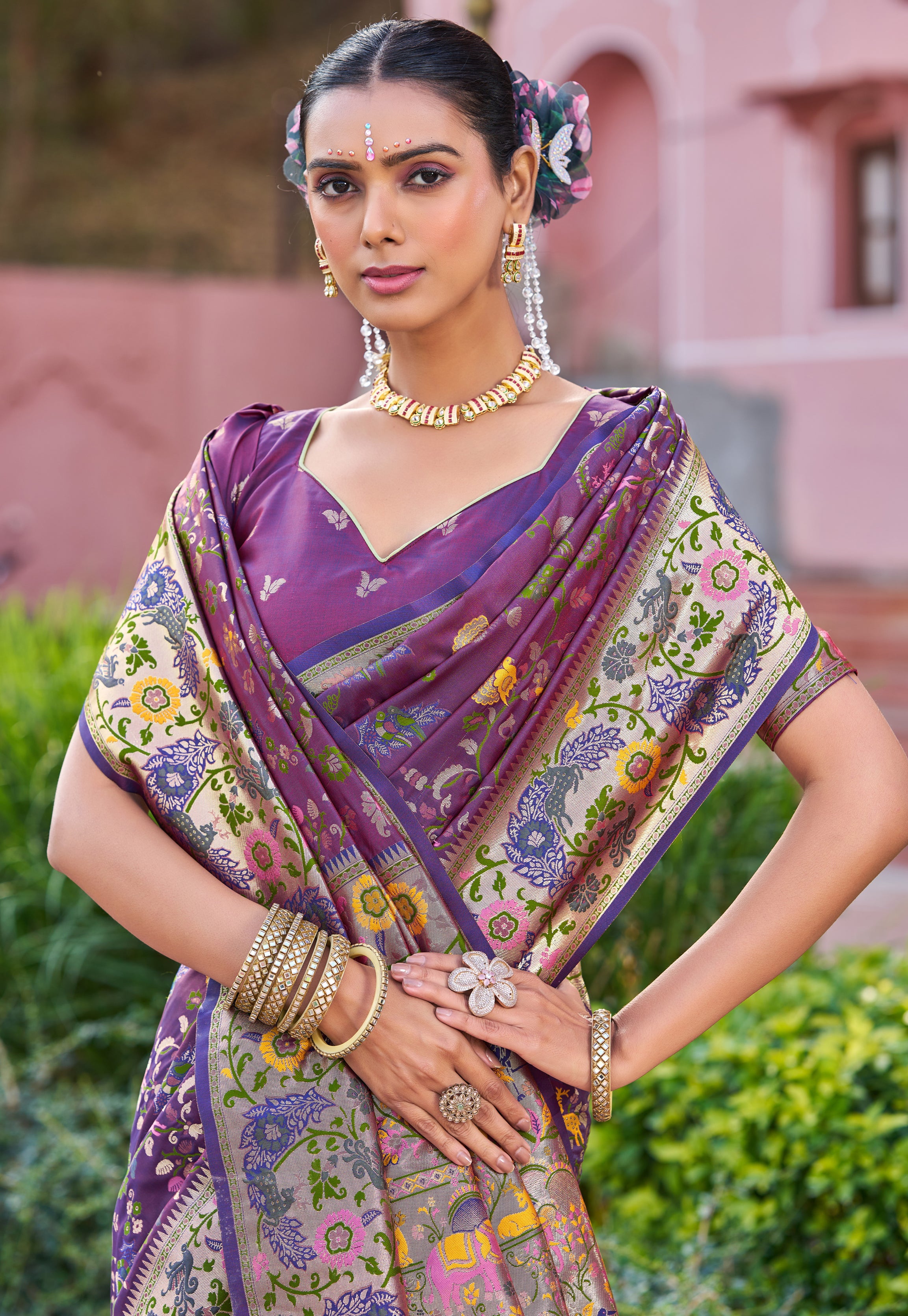 Vibrant Violet Soft Silk Saree