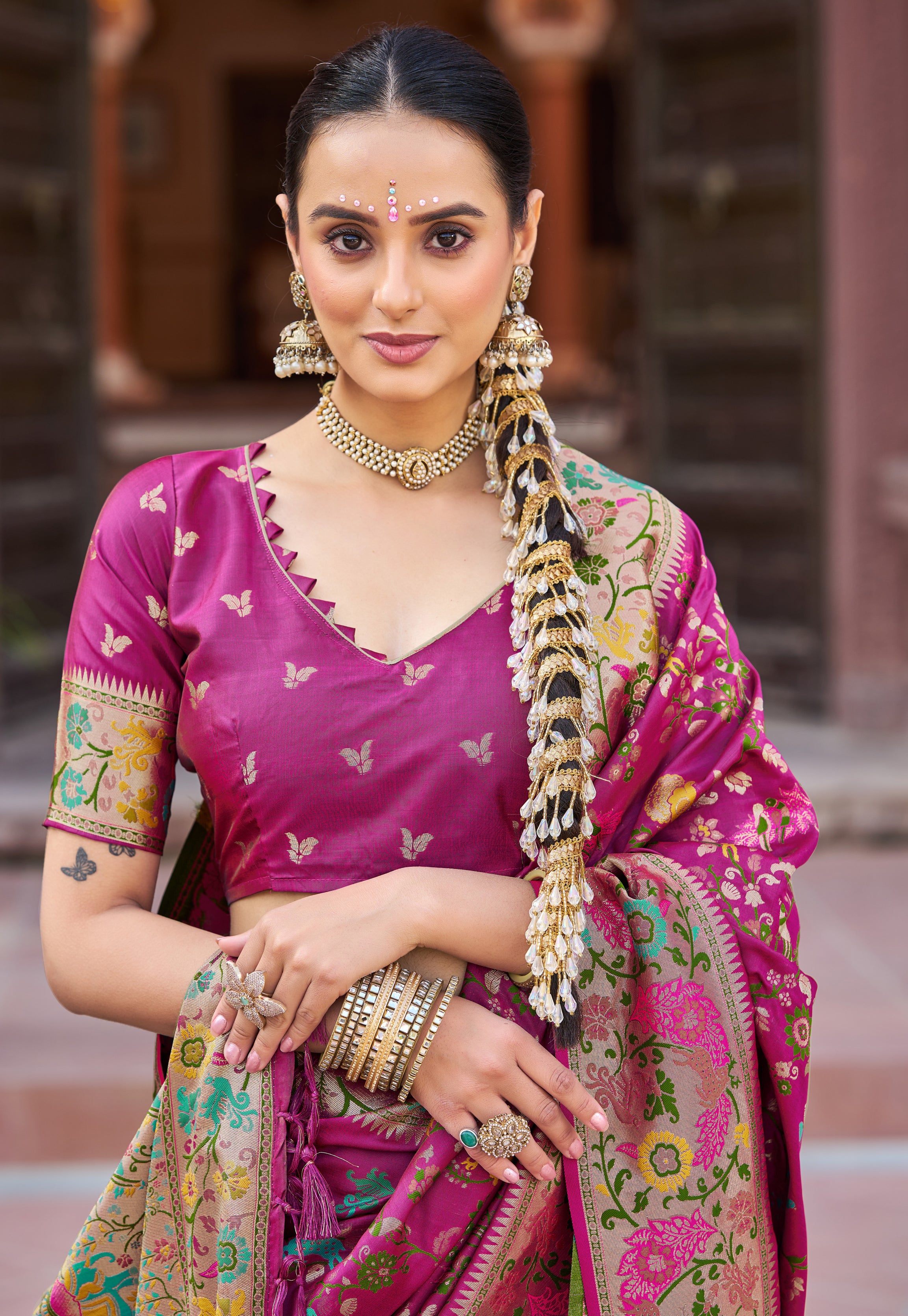 Elegant Dark Pink Soft Silk Saree