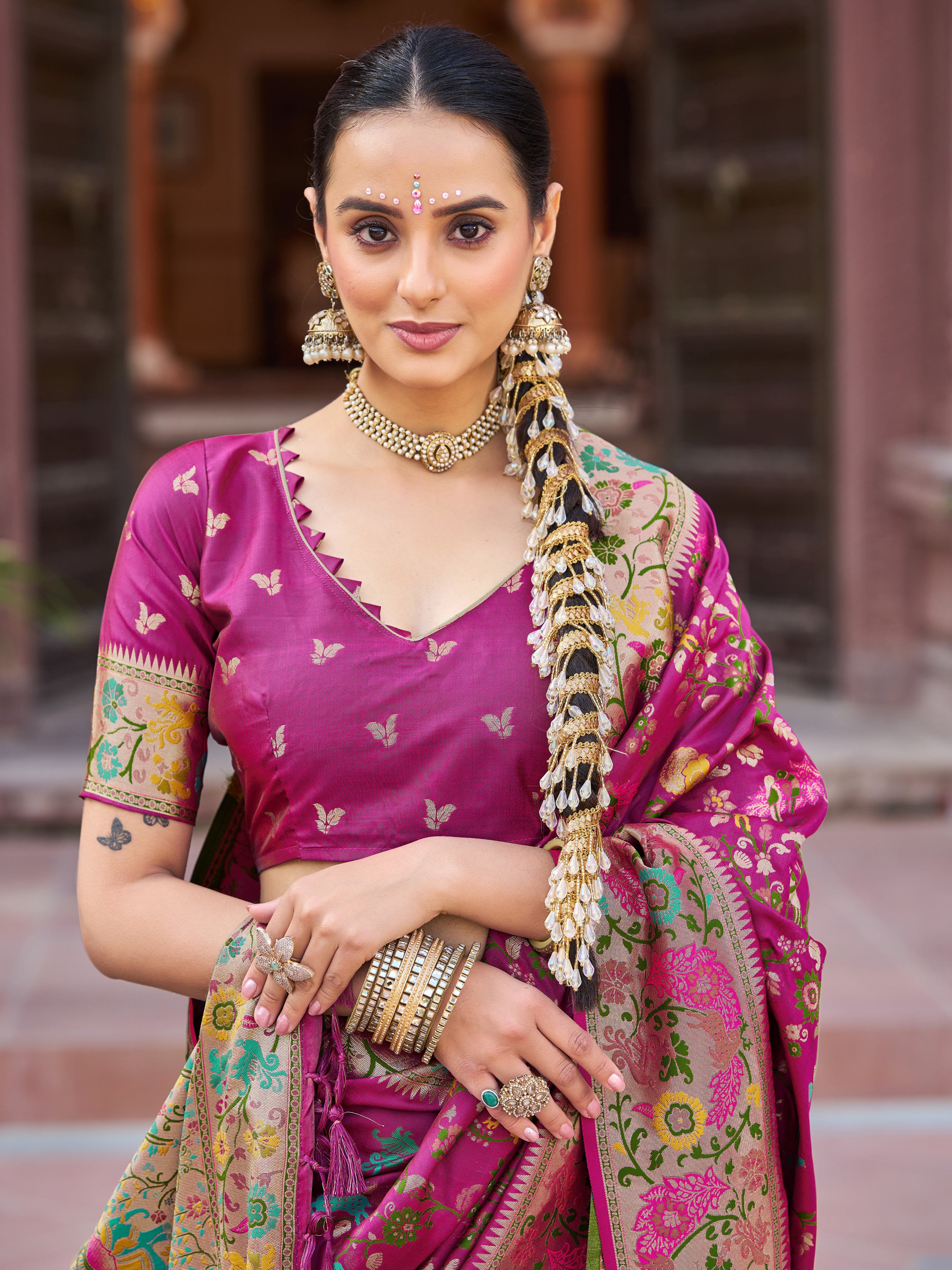 Elegant Dark Pink Soft Silk Saree