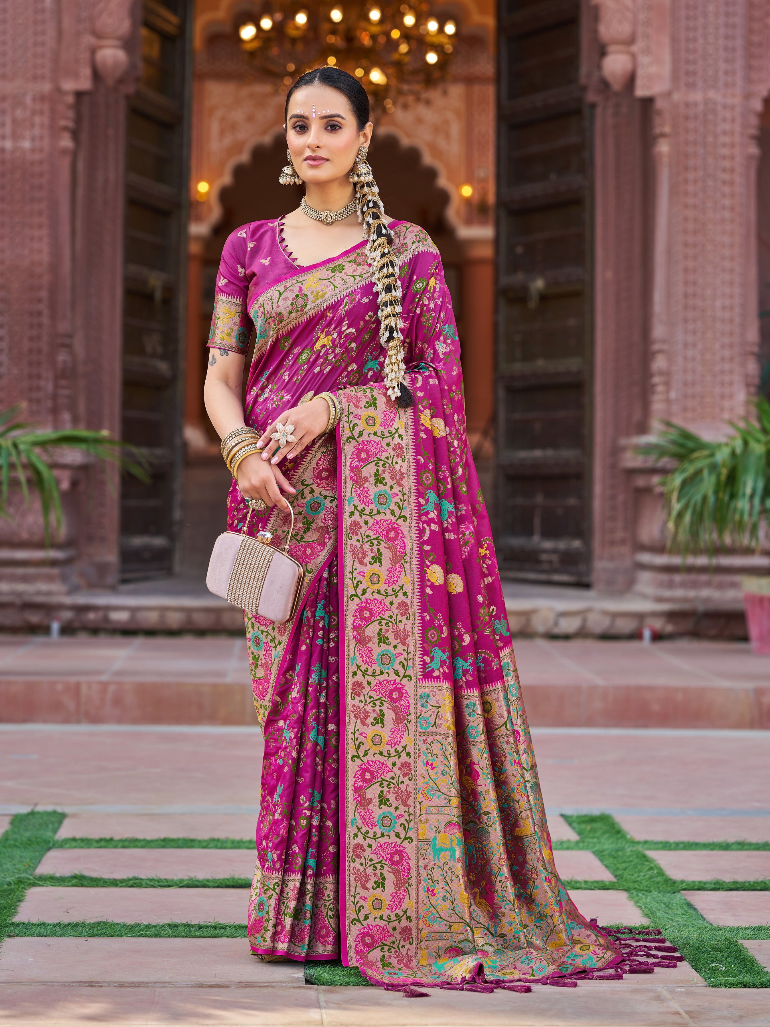 Elegant Dark Pink Soft Silk Saree