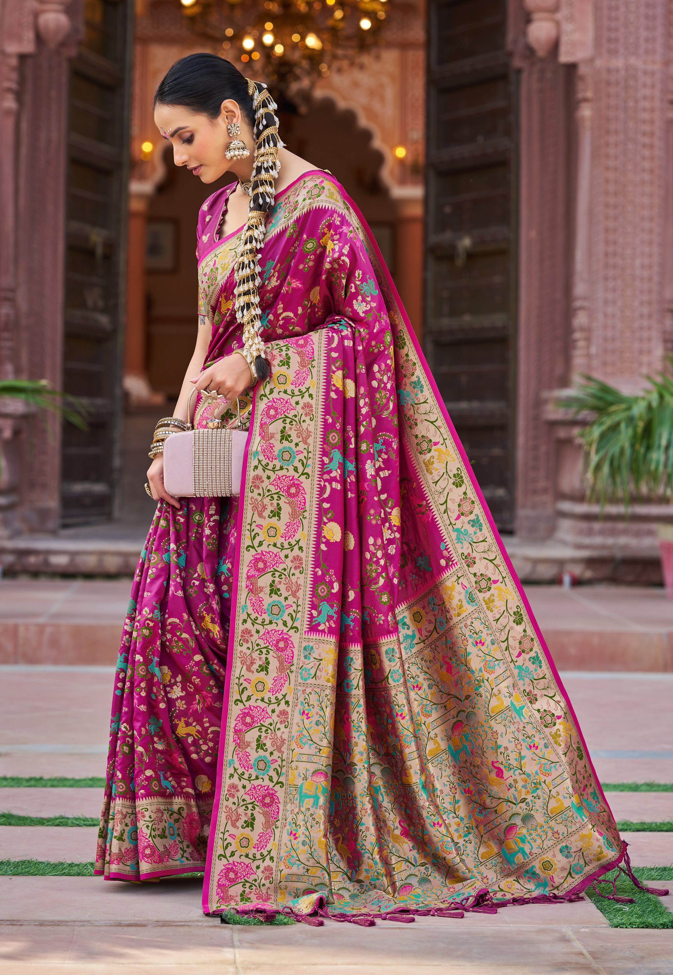 Elegant Dark Pink Soft Silk Saree