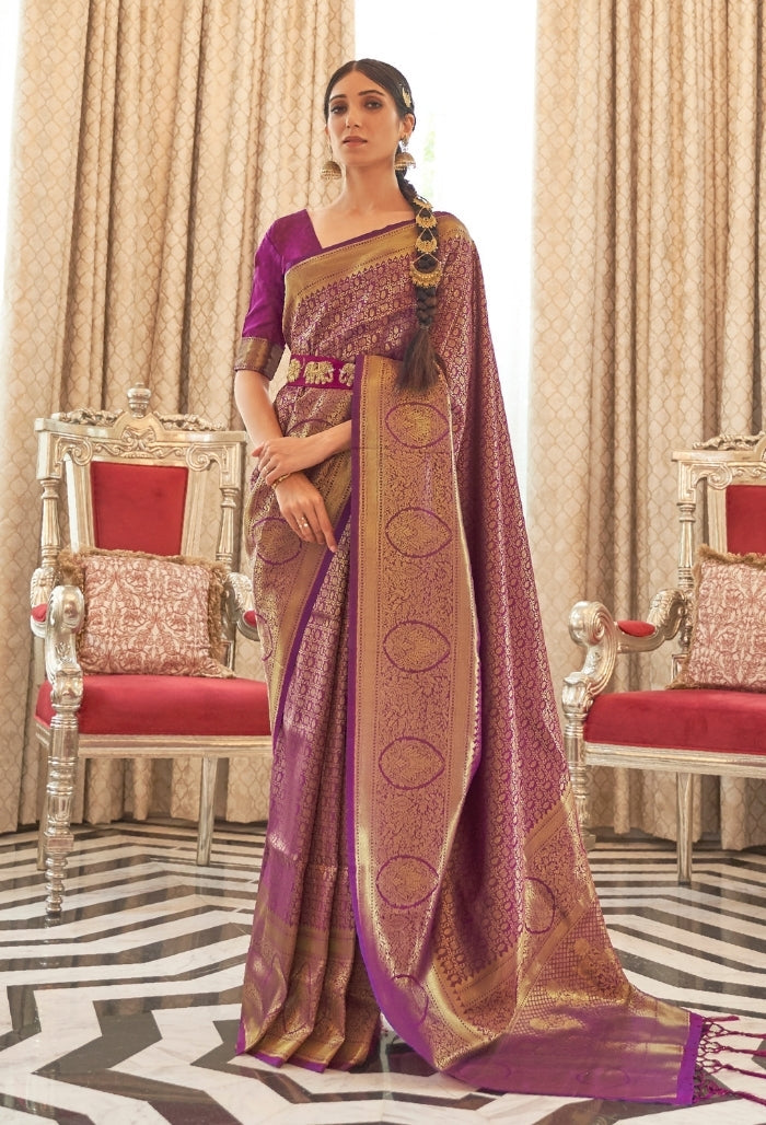 Amethyst Charm Handloom Weaving Silk Saree