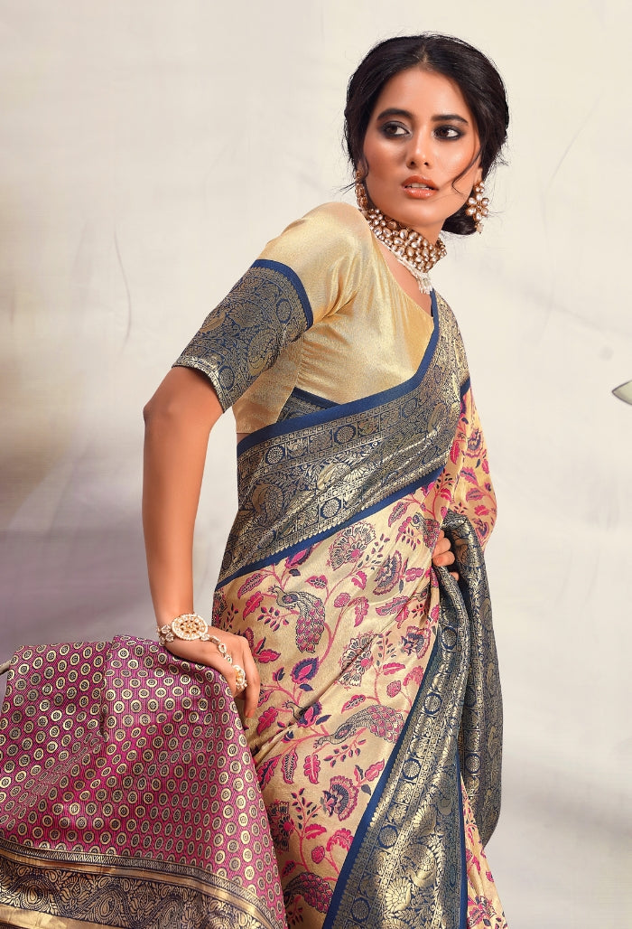 Pearl Midnight Dharamavaram Silk Saree