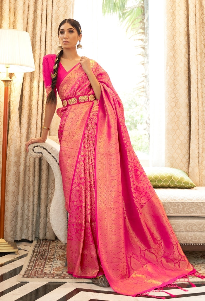 Blush Elegance Handloom Weaving Silk Saree