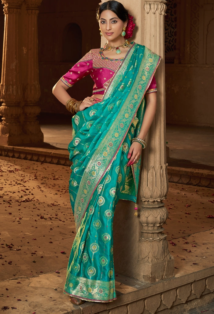 Morpeach Pure Sattin Saree