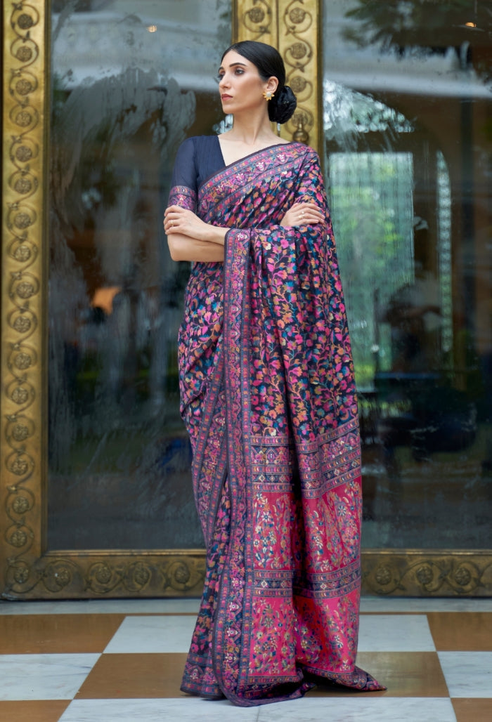 Azure Elegance Kashmiri Modal Silk Saree