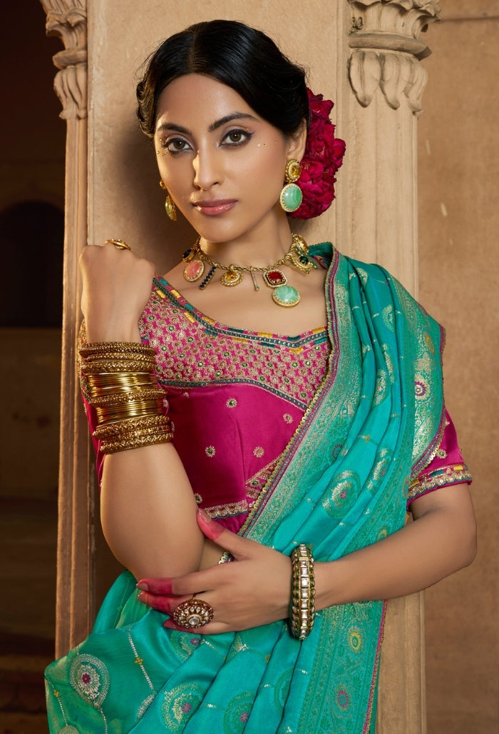 Morpeach Pure Sattin Saree