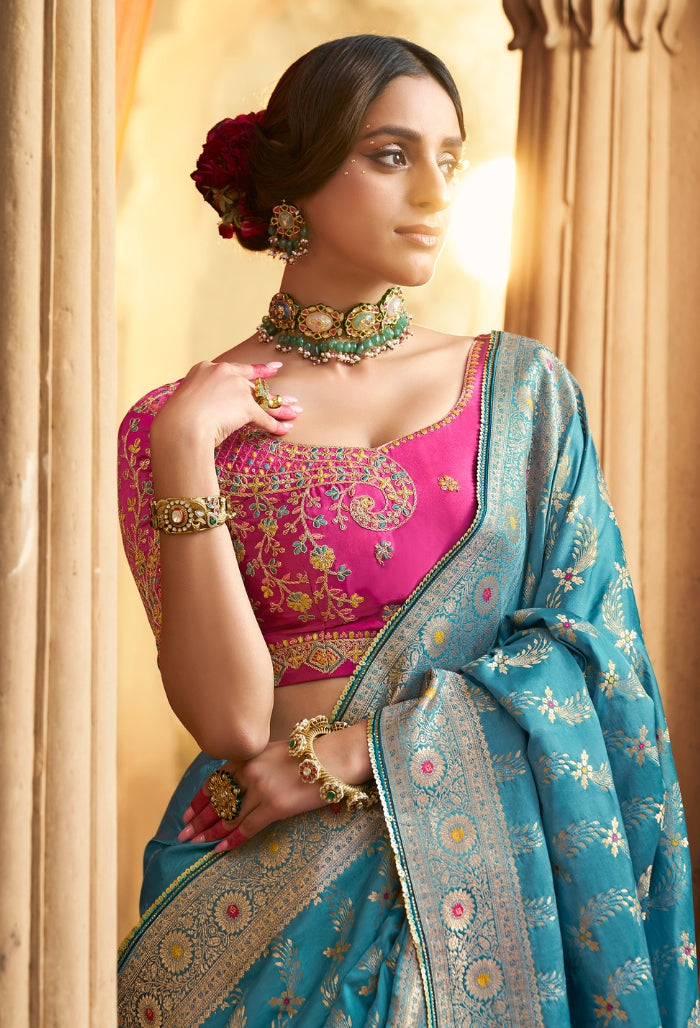 Aqua Elegance Pure Sattin Saree