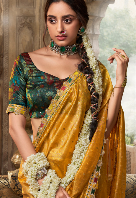 Sunshine Glow Pure Tissue saree