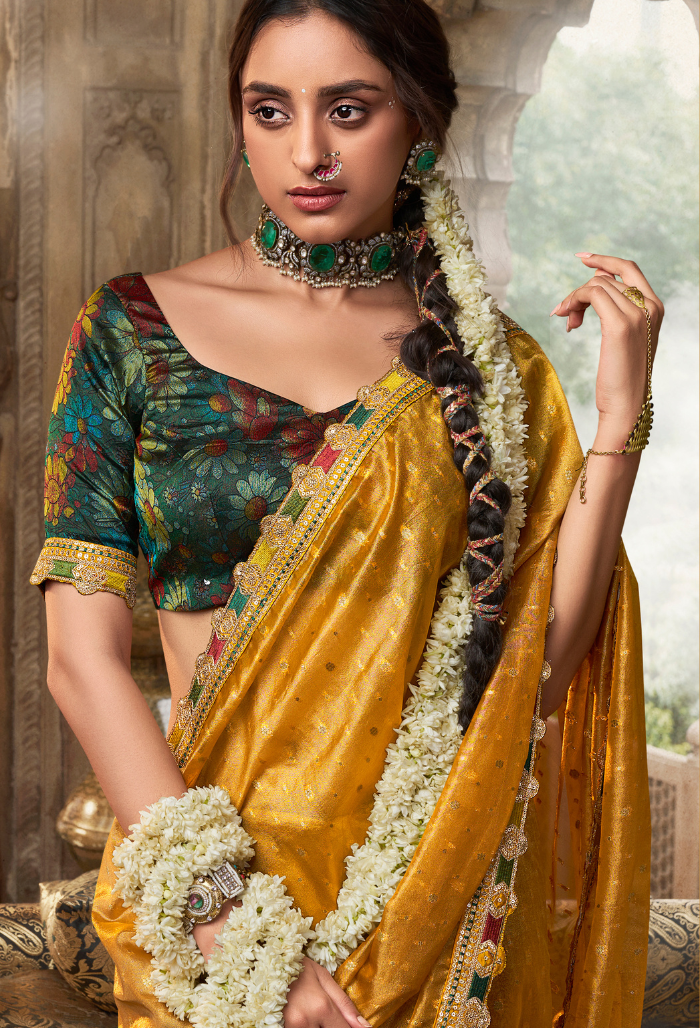 Sunshine Glow Pure Tissue saree