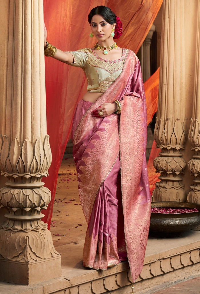 Lavender Lush Pure Sattin Saree