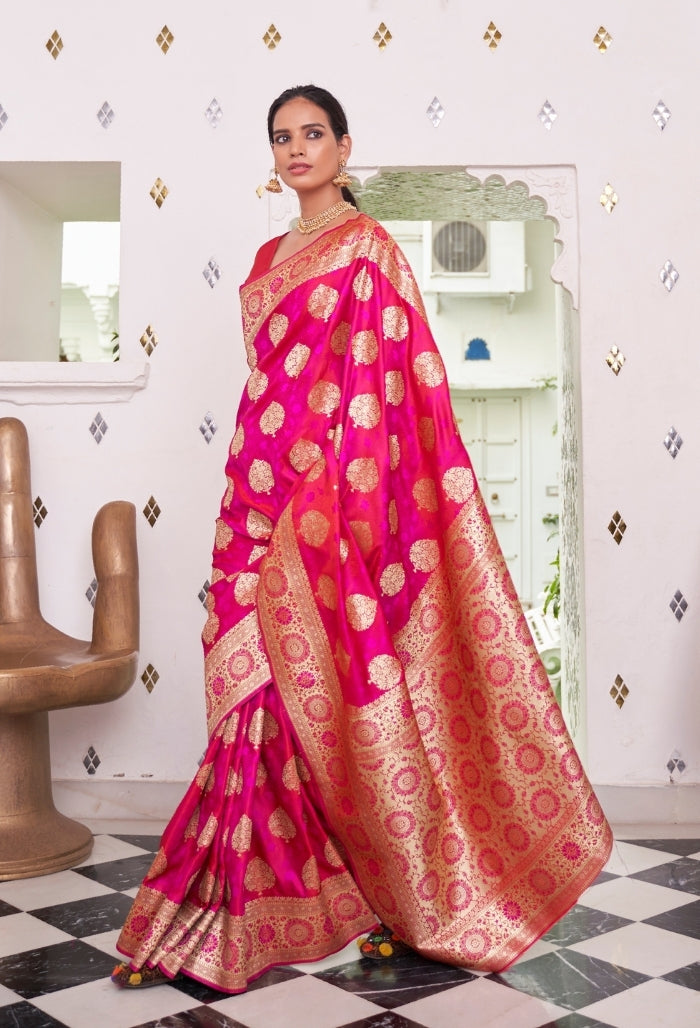 Rose Petal Pure Satin Silk Saree