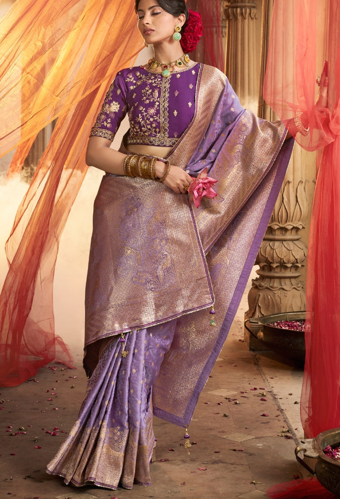 Royal Purpleness Pure Sattin Saree