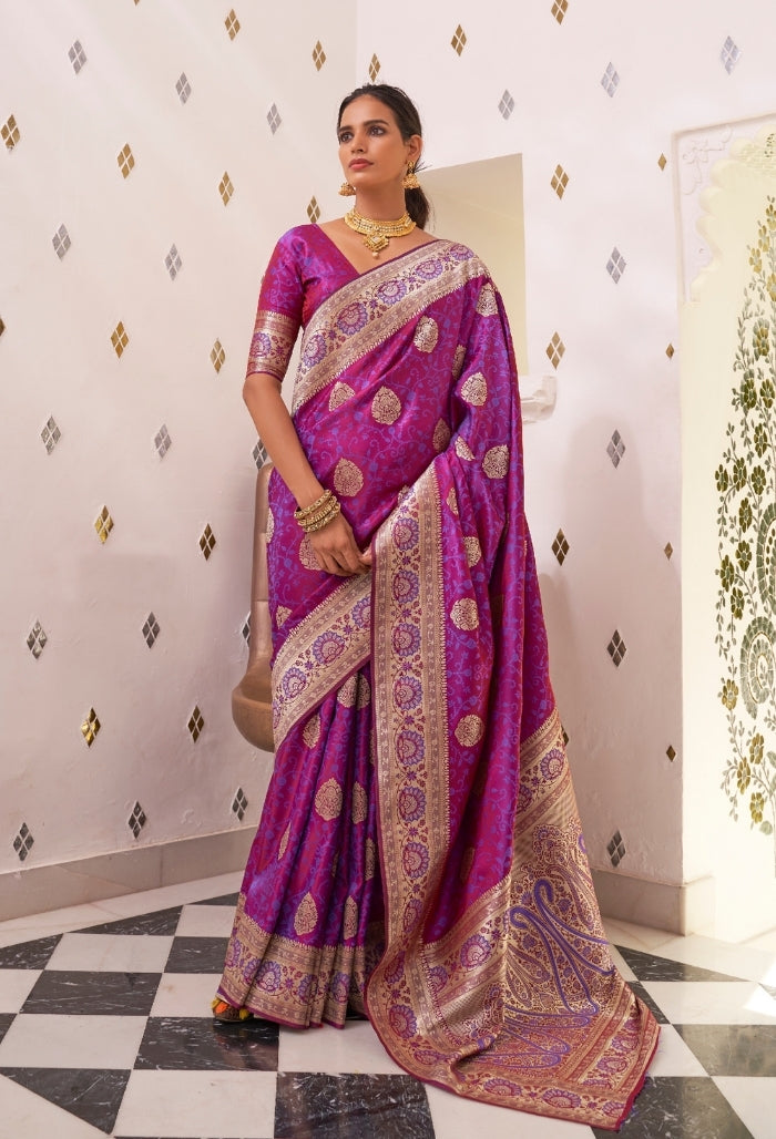 Royal Amethyst Pure Satin Silk Saree