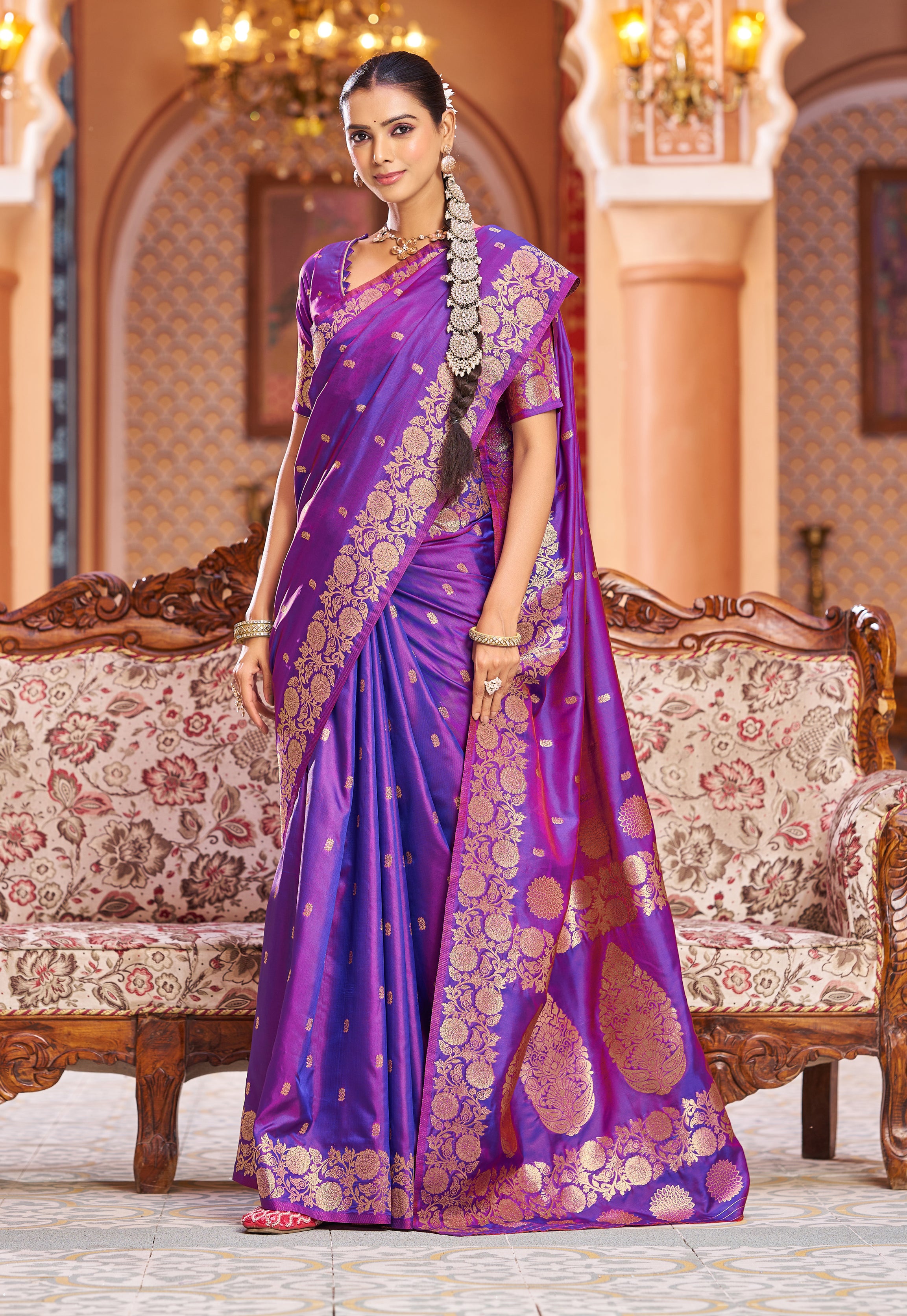 Regal Violet Soft Silk Saree