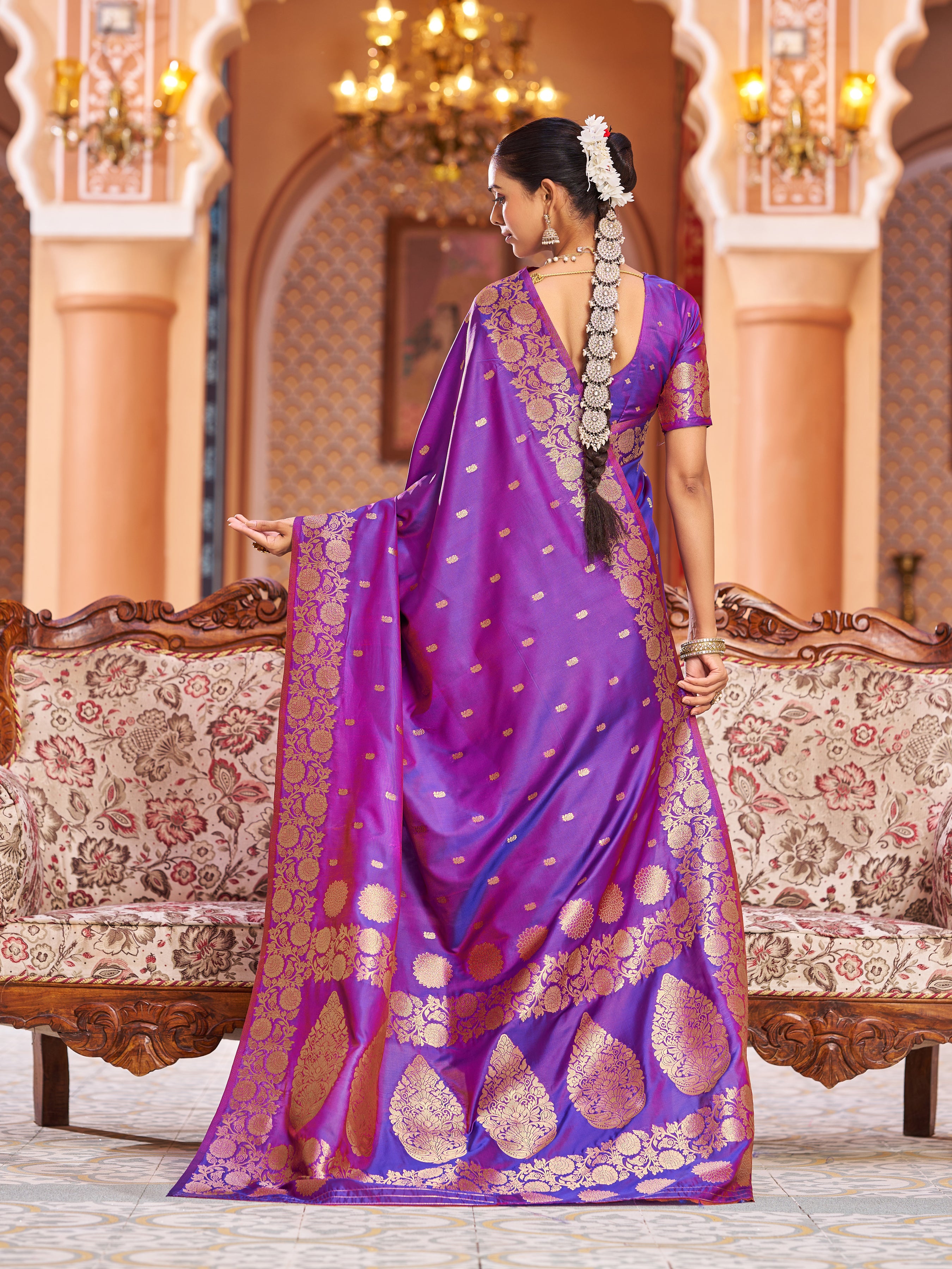 Regal Violet Soft Silk Saree