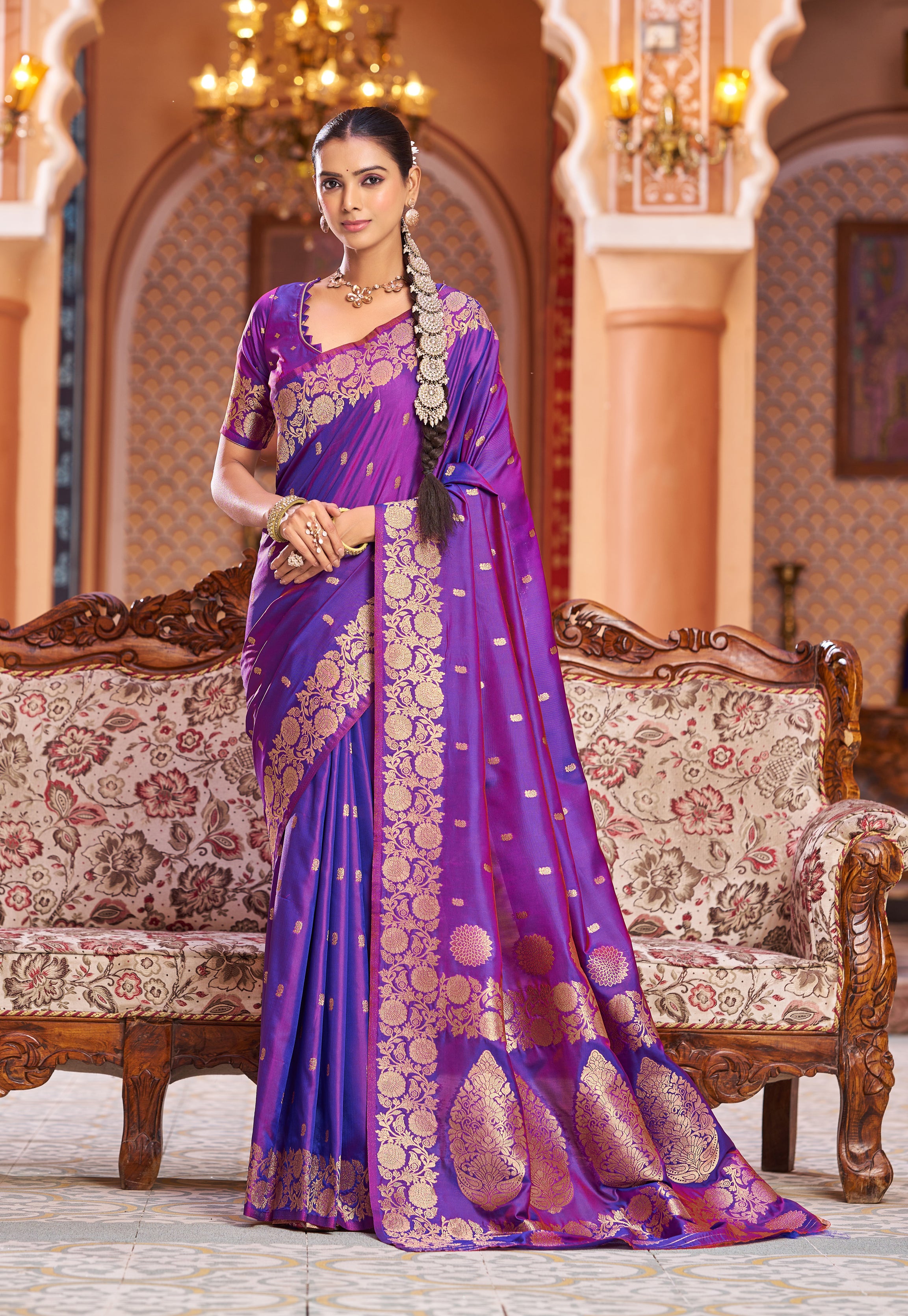Regal Violet Soft Silk Saree
