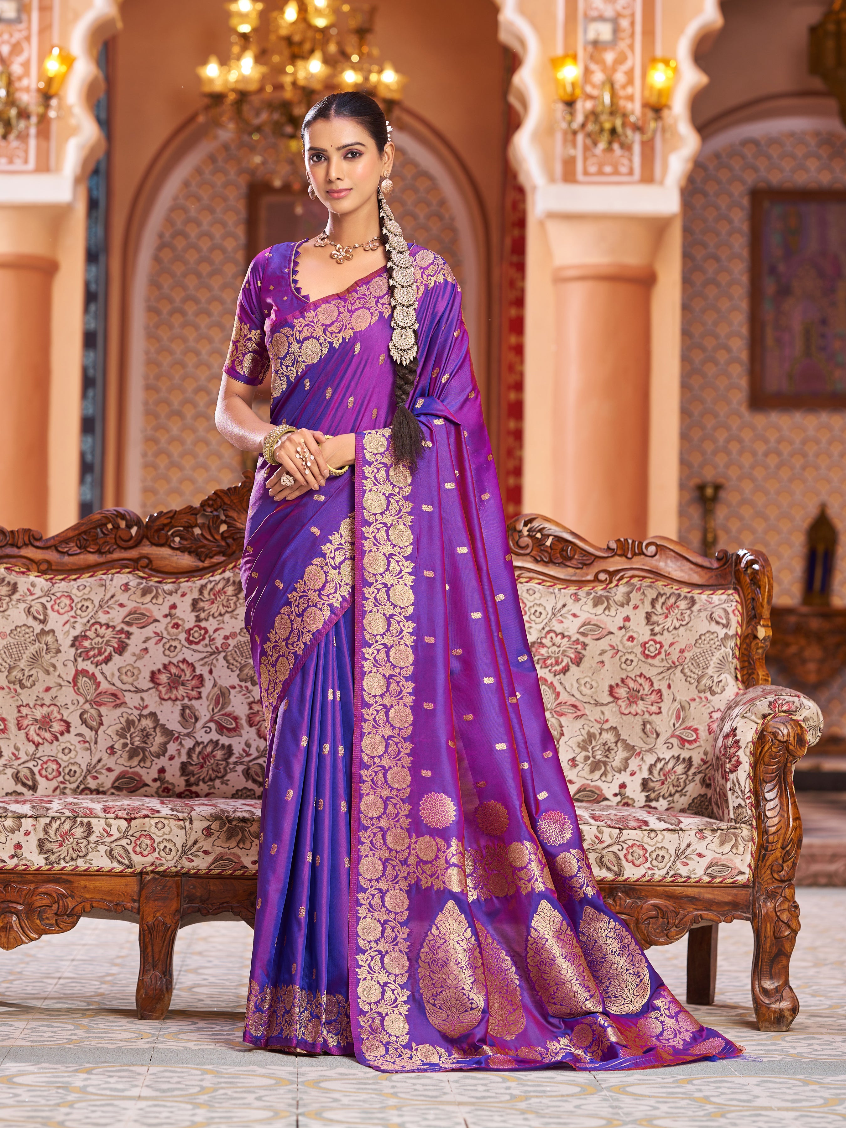 Regal Violet Soft Silk Saree