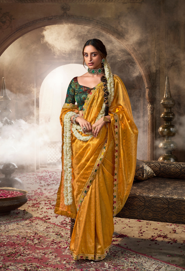 Sunshine Glow Pure Tissue saree