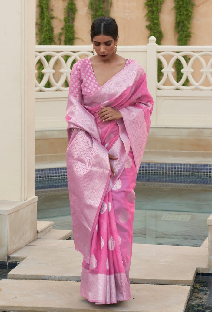 Rose Petal Pure Linen Saree