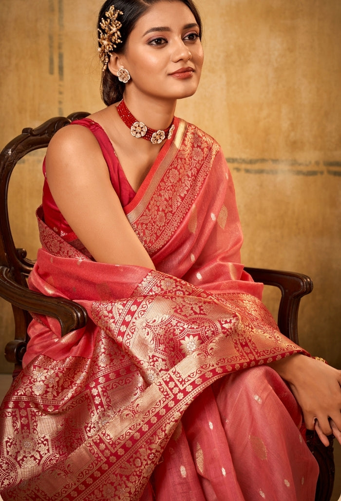 Burgundy Whisper Silk Tissue Saree