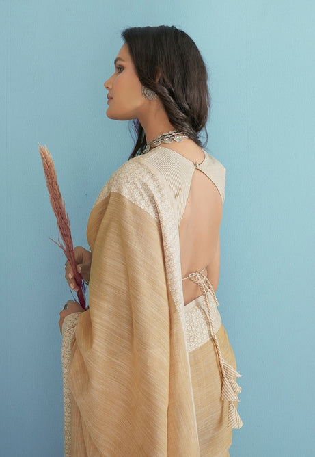 Vanilla Drape Soft Linen silk saree