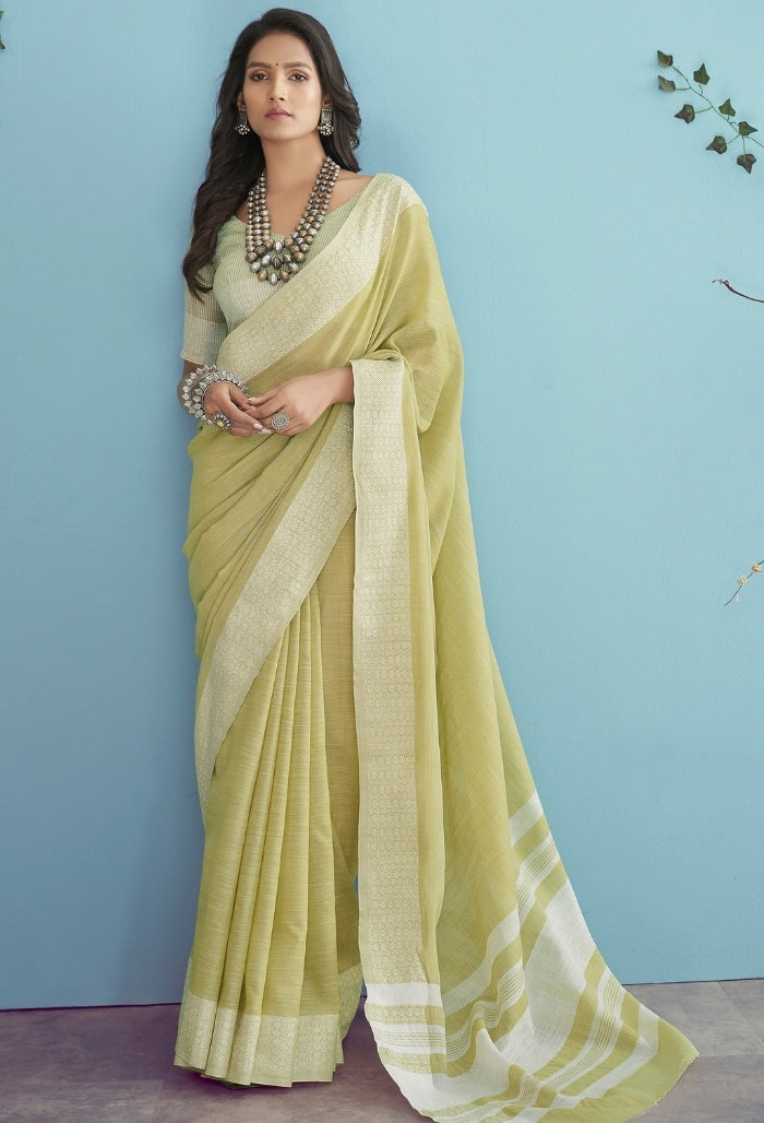 Golden Glow Soft Linen silk Saree