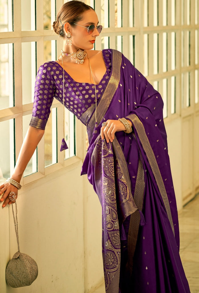 Lavender Pure Sattin saree