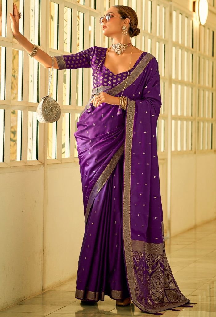 Lavender Pure Sattin saree