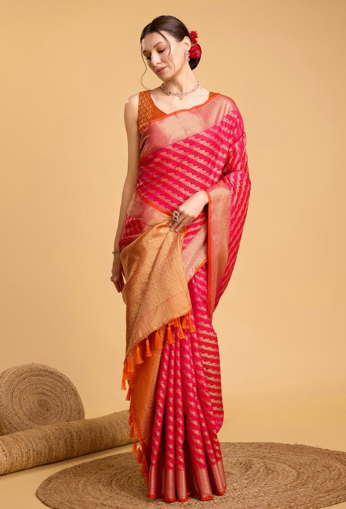 Crimson Red Patola Silk Saree